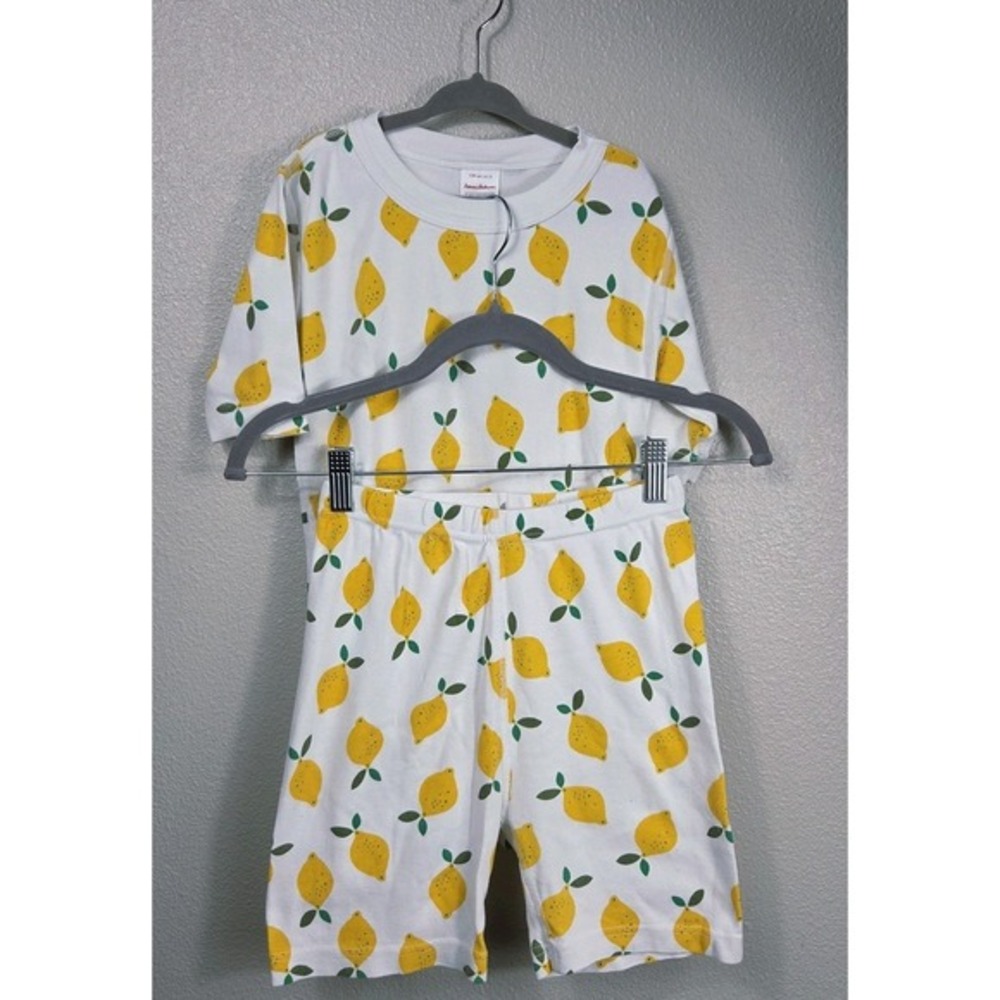 Hanna‎ Andersson Organic Cotton Lemon Pajama Set White Yellow Size 12 / 150cm